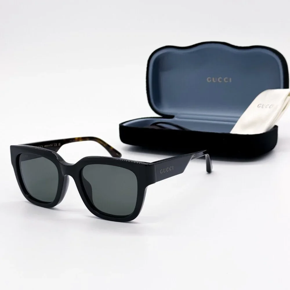 NEW GUCCI GG1670SK 001 UNISEX BLACK HAVANA GREY SUNGLASSES GUCCI